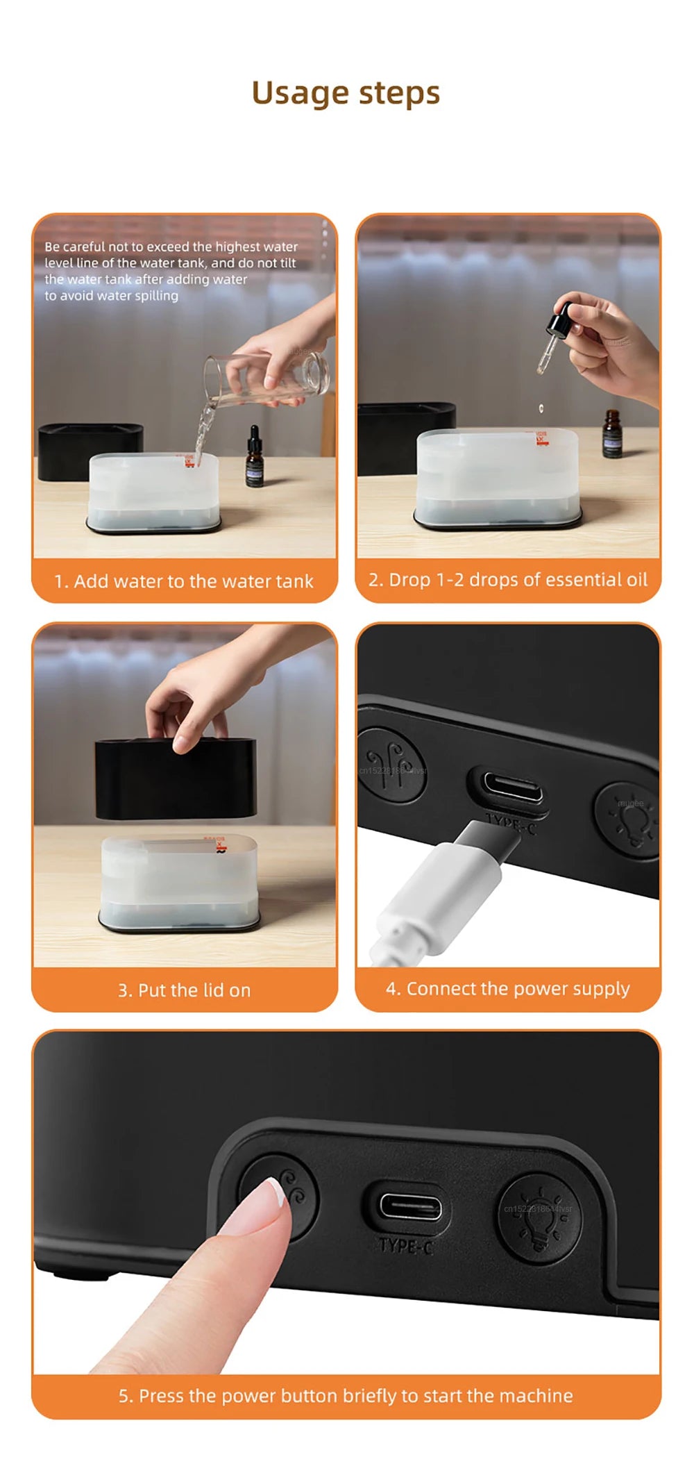 FlameMist Aroma – USB-luchtbevochtiger met vlameffect en sfeerverlichting