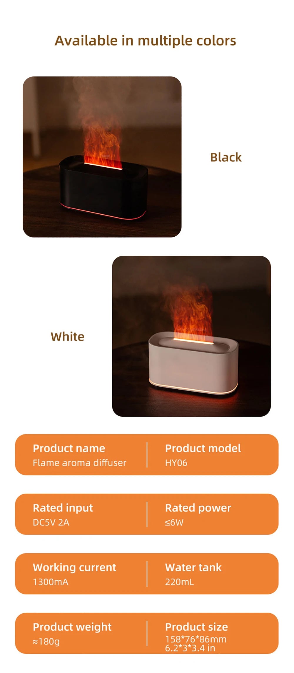 FlameMist Aroma – USB-luchtbevochtiger met vlameffect en sfeerverlichting