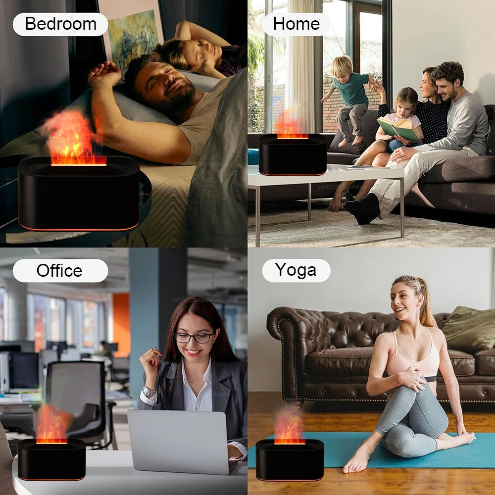 FlameMist Aroma – USB-luchtbevochtiger met vlameffect en sfeerverlichting
